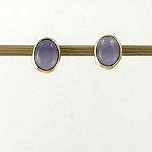 Load image into Gallery viewer, 14K Yellow Gold Bezel Setting Oval Lavender Jade Stud Earrings