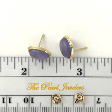Load image into Gallery viewer, 14K Yellow Gold Bezel Setting Oval Lavender Jade Stud Earrings