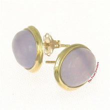 Load image into Gallery viewer, 14K Yellow Gold Bezel Setting Oval Lavender Jade Stud Earrings