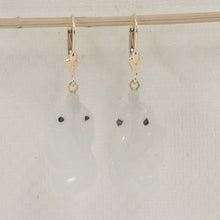 Load image into Gallery viewer, 14K Yellow Gold Hand-Carved Goldfish Jadeite Earrings