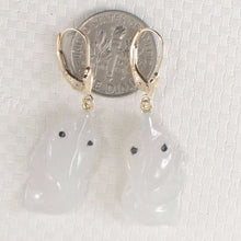 Load image into Gallery viewer, 14K Yellow Gold Hand-Carved Goldfish Jadeite Earrings