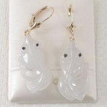 Load image into Gallery viewer, 14K Yellow Gold Hand-Carved Goldfish Jadeite Earrings