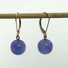 Load image into Gallery viewer, 14K Rose Gold Leverback Lavender Jade Drop Earrings