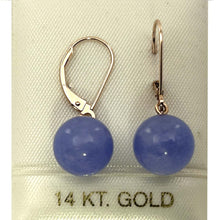 Load image into Gallery viewer, 14K Rose Gold Leverback Lavender Jade Drop Earrings