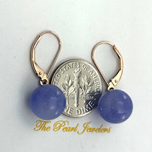 Load image into Gallery viewer, 14K Rose Gold Leverback Lavender Jade Drop Earrings