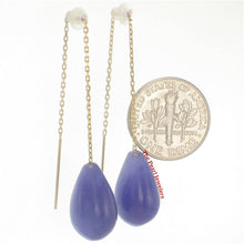 Load image into Gallery viewer, 14K Yellow Gold Threader Chain Lavender Jade Teardrop Earrings