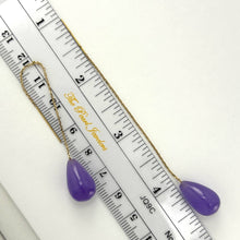 Load image into Gallery viewer, 14K Yellow Gold Threader Chain Lavender Jade Teardrop Earrings