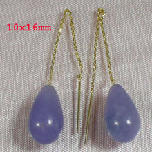 Load image into Gallery viewer, 14K Yellow Gold Threader Chain Lavender Jade Teardrop Earrings