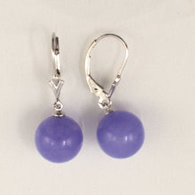 Load image into Gallery viewer, 14K White Gold Leverback Lavender Jade Drop Earrings