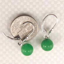 Load image into Gallery viewer, 14K White Gold Round Green Jade Drop Earrings