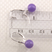 Load image into Gallery viewer, 14K White Gold Leverback Round Lavender Jade Drop Earrings