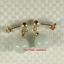 Load image into Gallery viewer, 14K Yellow Gold Celadon Green Jade Bead Dangle Earrings