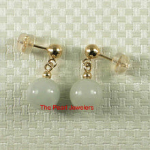 Load image into Gallery viewer, 14K Yellow Gold Celadon Green Jade Bead Dangle Earrings