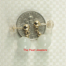 Load image into Gallery viewer, 14K Yellow Gold Celadon Green Jade Bead Dangle Earrings