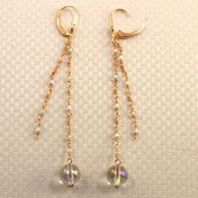 Load image into Gallery viewer, 14K Yellow Gold Crystal Dangling Leverback Earrings