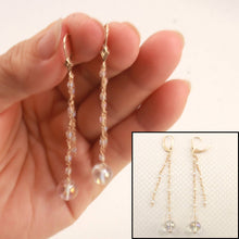 Load image into Gallery viewer, 14K Yellow Gold Crystal Dangling Leverback Earrings