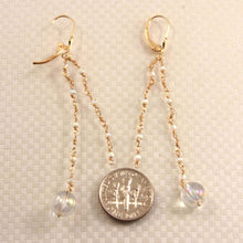 Load image into Gallery viewer, 14K Yellow Gold Crystal Dangling Leverback Earrings
