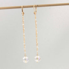 Load image into Gallery viewer, 14K Yellow Gold Crystal Dangling Leverback Earrings