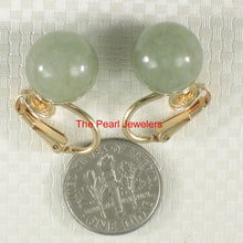 Load image into Gallery viewer, 14K Yellow Gold-Filled Celadon Green Jade Clip Earrings (Non-Pierced)