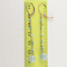 Load image into Gallery viewer, 14K Yellow Gold-Filled Jade Ball Leverback Drop Earrings