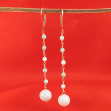 Load image into Gallery viewer, 14K Yellow Gold-Filled Jade Ball Leverback Drop Earrings