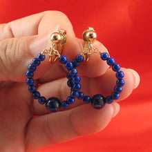 Load image into Gallery viewer, 14K Yellow Gold-Filled Non-Pierced Clip-On Lapis Lazuli Earrings (36mm