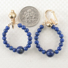 Load image into Gallery viewer, 14K Yellow Gold-Filled Non-Pierced Clip-On Lapis Lazuli Earrings (36mm
