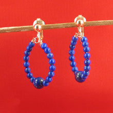 Load image into Gallery viewer, 14K Yellow Gold-Filled Non-Pierced Clip-On Lapis Lazuli Earrings (36mm