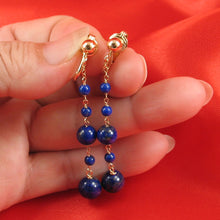 Load image into Gallery viewer, 14K Yellow Gold-Filled Non-Pierced Clip-On Lapis Lazuli Earrings