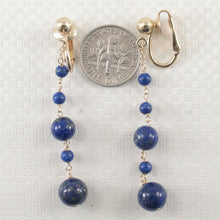 Load image into Gallery viewer, 14K Yellow Gold-Filled Non-Pierced Clip-On Lapis Lazuli Earrings