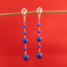 Load image into Gallery viewer, 14K Yellow Gold-Filled Non-Pierced Clip-On Lapis Lazuli Earrings