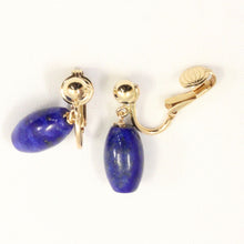Load image into Gallery viewer, 14K Yellow Gold-Filled Non-Pierced Clip-On Lapis Lazuli Earrings (Dome Shape)
