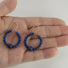 Load image into Gallery viewer, 14K Yellow Gold-Filled Lapis Lazuli Hook Earrings