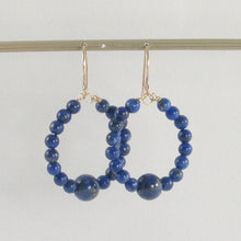 Load image into Gallery viewer, 14K Yellow Gold-Filled Lapis Lazuli Hook Earrings