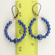 Load image into Gallery viewer, 14K Yellow Gold-Filled Lapis Lazuli Leverback Drop Earrings (32 Beads)