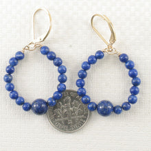 Load image into Gallery viewer, 14K Yellow Gold-Filled Lapis Lazuli Leverback Drop Earrings (32 Beads)