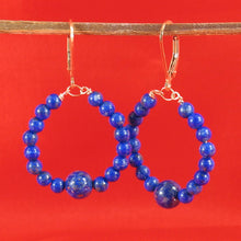 Load image into Gallery viewer, 14K Yellow Gold-Filled Lapis Lazuli Leverback Drop Earrings (32 Beads)
