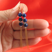Load image into Gallery viewer, 14K Yellow Gold-Filled Lapis Lazuli & Pearl Hook Earrings