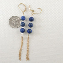 Load image into Gallery viewer, 14K Yellow Gold-Filled Lapis Lazuli & Pearl Leverback Earrings