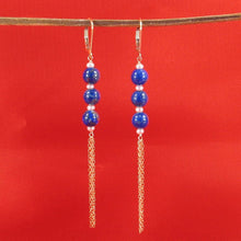 Load image into Gallery viewer, 14K Yellow Gold-Filled Lapis Lazuli & Pearl Leverback Earrings