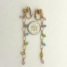 Load image into Gallery viewer, 14K Yellow Gold-Filled Non-Pierced Clip-On Rainbow Glass Bead Earrings