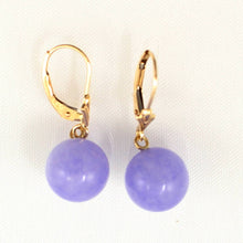 Load image into Gallery viewer, 14K Yellow Gold Leverback Lavender Jade Drop Earrings