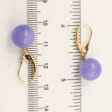 Load image into Gallery viewer, 14K Yellow Gold Leverback Lavender Jade Drop Earrings