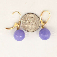 Load image into Gallery viewer, 14K Yellow Gold Leverback Lavender Jade Drop Earrings