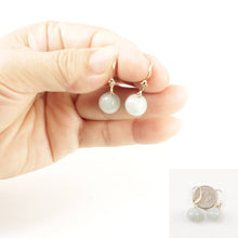 Load image into Gallery viewer, 14K Yellow Gold Leverback Bean Green Jade Drop Earrings