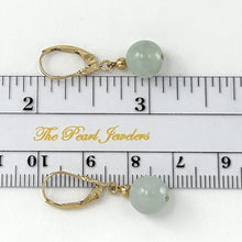 Load image into Gallery viewer, 14K Yellow Gold Leverback Round Jade Drop Earrings