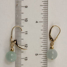 Load image into Gallery viewer, 14K Yellow Gold Leverback Round Jade Drop Earrings