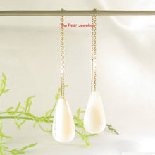 Load image into Gallery viewer, 14K Yellow Gold Threader Chain Mother of Pearl Earrings