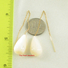 Load image into Gallery viewer, 14K Yellow Gold Threader Chain Mother of Pearl Earrings