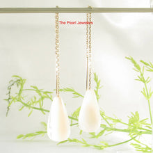 Load image into Gallery viewer, 14K Yellow Gold Threader Chain Mother of Pearl Earrings
